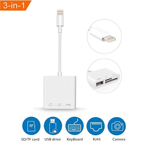 WamGra Lightning to USB 3 Camera Adapter,SD Card Reader,Micro SD USB Memory Card Reader Adapter,Trail Game Camera Card Viewer Reader for iPhone iPad iPod,No App Required