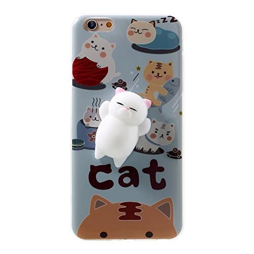 iPhone 7 Case with Finger Decompression Squishy 3D Cat,Great Gift for ADD, ADHD, Anxiety and Autism Adult Children (Rabbit)