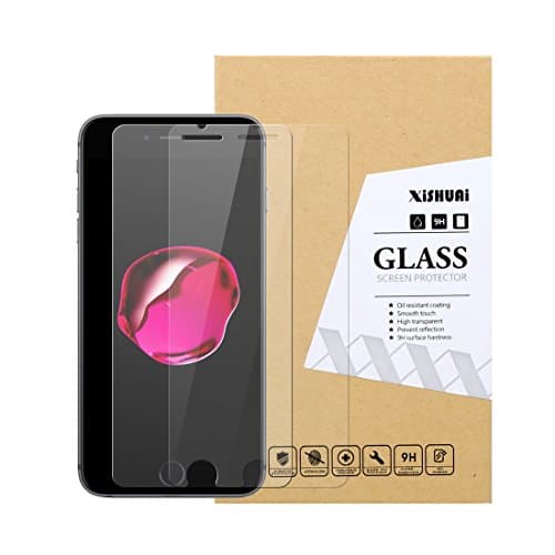 iPhone 7 Plus Screen Protector, XiSHUAi [2-Pack] iPhone 7 Plus Tempered Glass Screen Protector [9H Hardness] [Crystal Clear] [Bubble Free] [3D Touch Compatible]