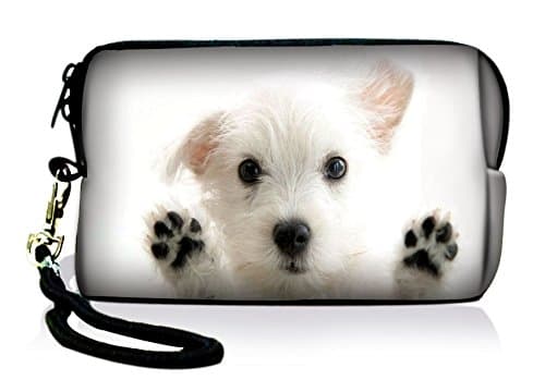 White Dog Design Uiversal Neoprene Case Bag Pouch For Digital Camera Cell Phone Ipod touch Iphone,Samsung Galaxy Ace S5830,Fujifilm FinePix REAL 3D W3,Kodak Easyshare C195 Pouch Bag