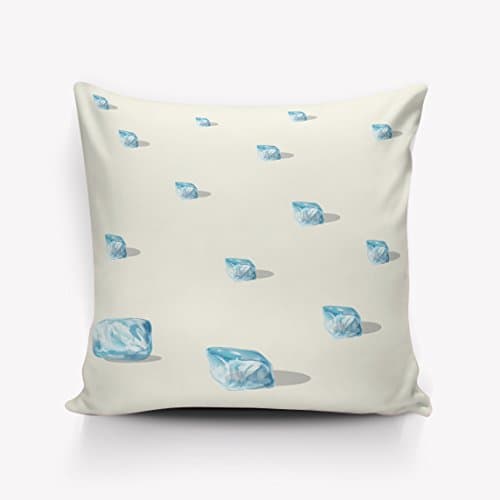 WHITEMOOM Throw Pillow Case Ice Cube Pattern Cover for Sofa Bed Soft Satin Covers Home/Car Decorative- 16 x 16 Inch