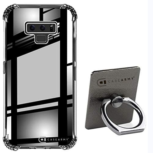 Case Army Galaxy Note 9 Crystal Clear Case [Puffy] Scratch-Resistant Case for Samsung Galaxy Note 9 Soft Flexible Silicone Cover with Shock-Dispersion Technology TPU Bumper Comes With Twist Ring Stand