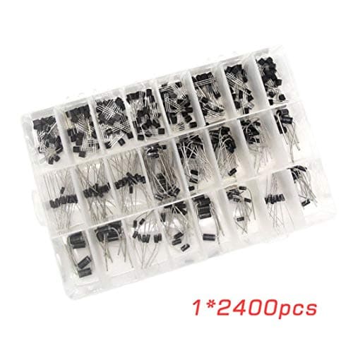 400 Pcs/Kit Universal Transistors and Diodes Bridge Rectifier Assorted Box 24 Values Perfect Use for Home Office