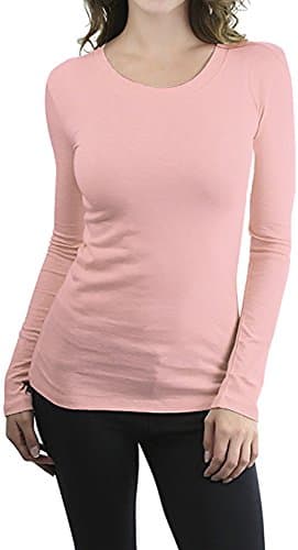 COTTON PICKING GIRLS Women's Basic Solid Color Tee Breathable Soft Long Sleeve Cotton T-Shirt