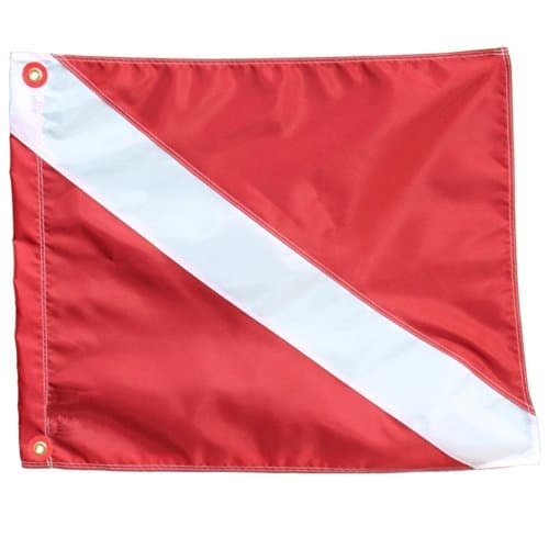 Performance Divers Scuba Dive Flags - Nylon Diver Down Flag - Scuba Diver Flag - Boat Flag Marker for Snorkeling, Diving, Underwater Activities Red & White 14-inch x 18-inch