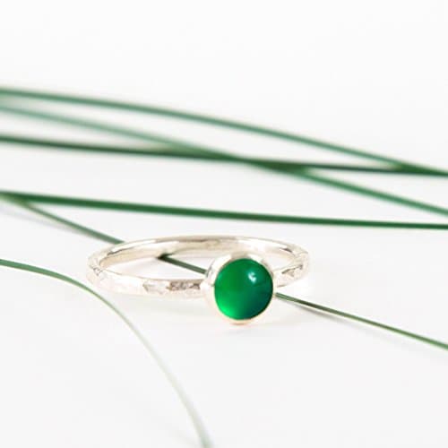 Sterling Silver Green Agate 6mm Gemstone Stacking Ring