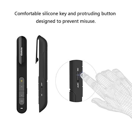 Wireless Presenter for PowerPoint, Pointer Pen, 2.4 GHz USB Remote Control Powerpoint, PowerPoint Clicker, Remote Control Range: up to 100m, Black