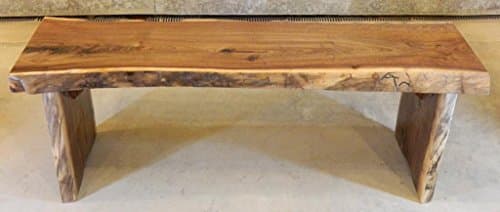 Rustic Figured Finished Black Walnut Live Edge Bench/End/Side Table T: 2'', W: 13 1/2'', L: 49 7/8'' - 10006