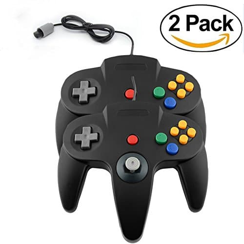[2 Pack] Game Controller Joystick Gaming Pad console Controllers for Nintendo 64 N64 (Black)