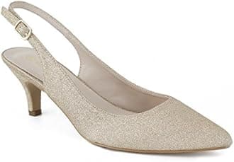 GreatonuWomen's Slingback Kitten Heel Pointed Toe Dress Pumps Shoes