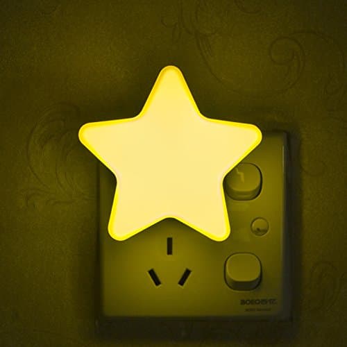 Mecar Power Saving,Light Control Intelligence LED Night Light,Cute Star Shape Lamp Small Night Light Bedroom Decor Gift-2PCS,Yellow