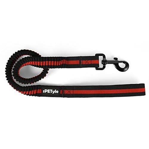 sPETyle Bungee Dog Basic Lead - Shock Absorbent Leash for Middle, Large, Young, and Energetic Dogs, Red