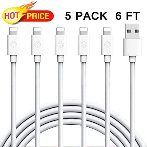 CABPLUS 5Pack 6FT iPhone Charger Cable Compatible with iPhone XS XR X 8 8Plus 7 7Plus 6s 6sPlus 6 6Plus SE 5 5s 5c iPad iPod & More