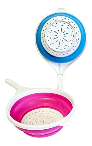 Large Kitchen Folding Space Saving Silicone and Plastic Colander Strainer