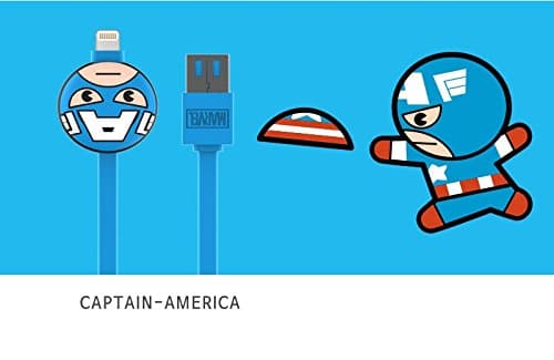 Marvel character 8-pin iPhone USB charging, data transferring cable (Captin-America)
