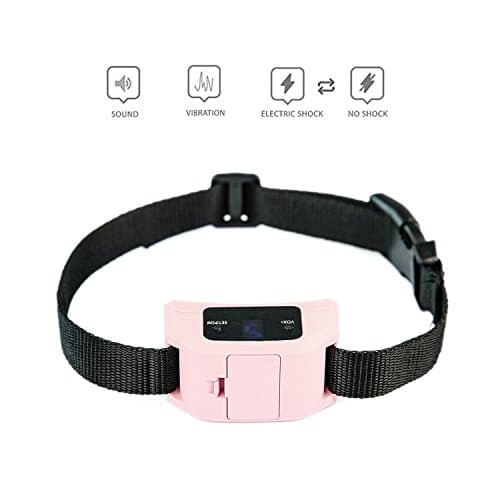 Bark Collar for Small, Medium, Large Dogs w/ 2 Automatic Dual Modes: Beep+Vibration/Shock - Anti Bark Collar w/ Humane 9 Level Sensitivity - Shock Collar to Stop/Control Dog Barking (Pink)