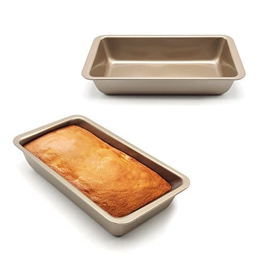MZCH 9.4 inch Non-Stick Rectangular Loaf Pan Bakeware FDA Approved, Gold Color