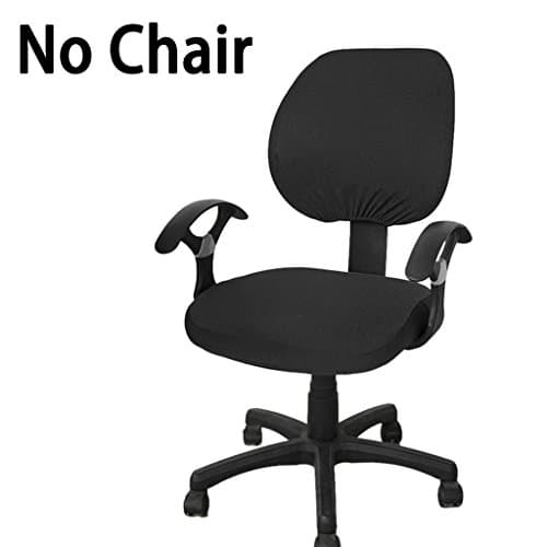 BTSKY Computer Office Chair Covers- Universal Stretchable Chair Cover Polyester Chair Cover Washable Rotating Chair Slipcover (Black)