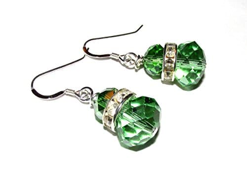 Sparkly green dangle earrings