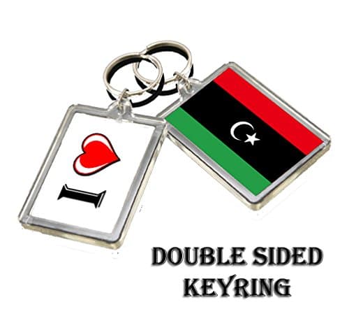 I HEART LIBYA FLAG KEYRING KEYCHAIN