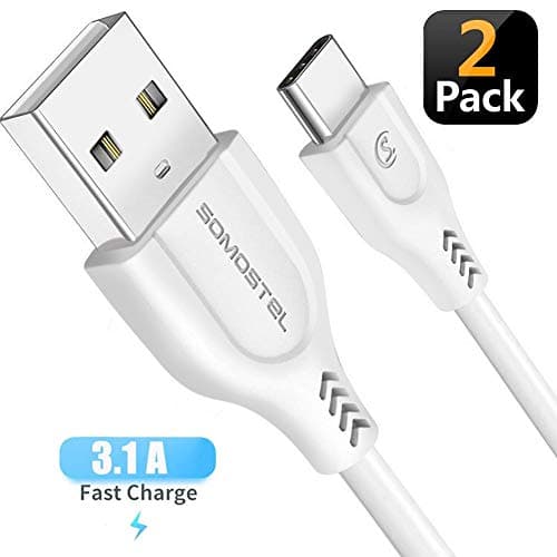 USB Type C Cable 2Pack, SOMOSTEL 3A USB C Fast Charging Cord (3.3ft) for LG Stylo 5 4 G6 G7 G8 G8X G9 V50 V40 ThinQ,Samsung Galaxy S10 S10+ S10e S20 Ultra S9 S8 S20+ Plus A10e Note 10 9 8 Fold,Moto G7