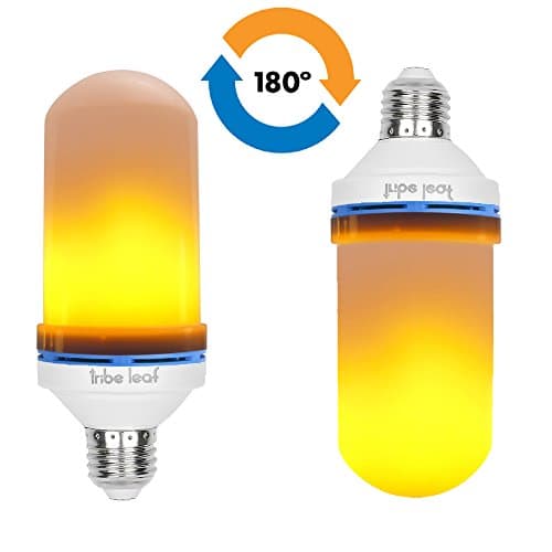 FLAME EFFECT LED Light Bulb with UPSIDE DOWN realistic flickering fire natural warm color (1pc)- E26 standard base bulbs indoor outdoor - 3 lighting modes. Lights for ALL ocassions by tribe leaf
