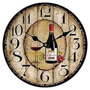 Toright Decro Home Round Wall Clock Red Wine Bottle Pattern-16