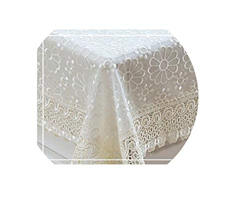 Lace Tablecloths Transparent Table Cloth Rectangular Embroidered Round Table Cloth Wedding Decoration,Beige,180cm Round
