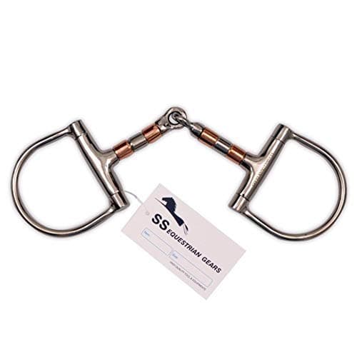 D RING SNAFFLE BIT COPPER ROLLER JOINTED BIT - EQUESTRIAN HORSE BITS 5.5”