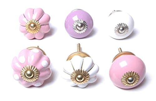 Glitknob 28 X Mixed Pink And White Ceramic Cupboard Knobs Kitchen Pulls Cabinet (Maharaja-104)