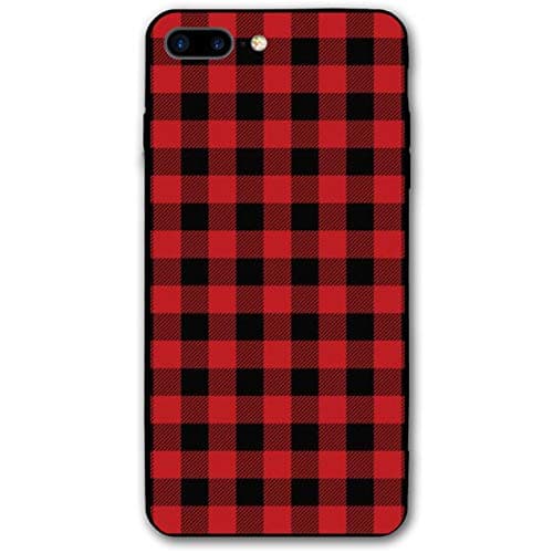 Tfugiu iPhone 8 Plus Case, 7 Plus Case Red and Black Buffalo Plaid Hard Anti-Scratch &Fingerprint Non Slip PC Phone Case, 5.5 Inch Black