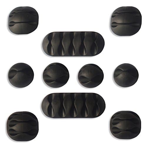 Multipurpose Cable Clips Desktop Cord holder Wire Management System Cable Organizer Cord Durable Self Adhesive for Computer, Charging or Mouse Cord Black