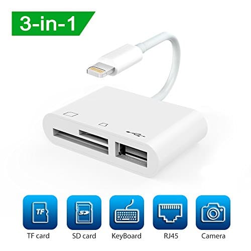 Elecjoy 3 In 1 USB Camera Sd/Tf Card Reader Adapter, White