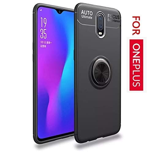 OnePlus 6T Back Case Cover Shock Proof Ring Stand for One Plus 6T Cases and Covers (1+6T Ring Black)