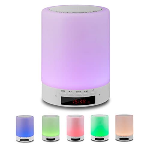 Bluetooth Light Speaker, Olymtek Portable Touch Control Dimmable Night Light Bluetooth Speaker With Alarm Clock Surport TF Card (White)