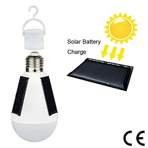 Solar Panel Powered LED Light Bulb Protable Lamp,Work for Hiking Reading Camping Tent Fishing Lighting,40W Equivalent 7W Daylight 5500K E27 E26 110V 120V 220V