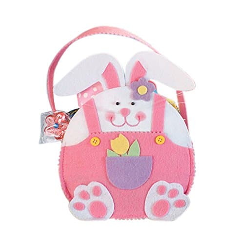 1pcs Easter Rabbit Ear Candy Bag Easter Baskets for Children Gifts (Pink)