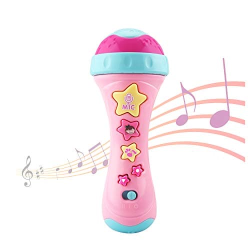 Alyoen Kids Microphone with Long-Recoding & Voice Change Function, Music Karaoke Toys with Singing Along for Boys and Girls (Pink)