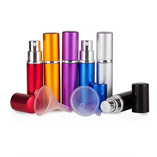 CMDream Portable Mini Refillable Perfume Scent shave Atomizer Empty Spray Bottle Travel Size Spray Bottles 6pcs 5ml Bottles with 2 Funnel Filler