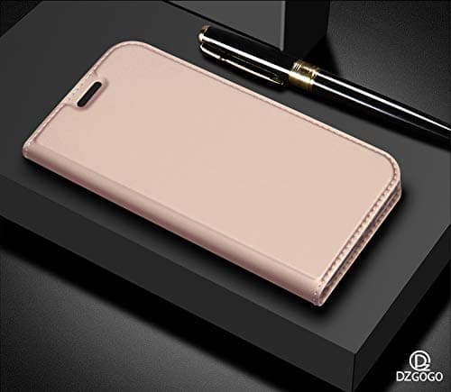 JMGoodstore case Compatible Galaxy Note 9,card holder+screen protector,360 Degrees Full Body Plastic soft shell Flip Cover Skin Style PU Leather[Kick stand][Drop Resistance] Rose Gold
