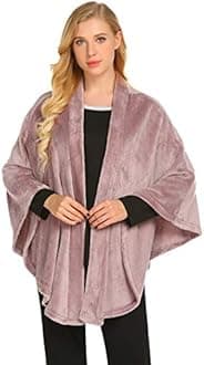 EkouaerFlannel Faux Poncho for Women Lightweigh Blanket Warm TV Shawl Winter Coat Sweater Cape