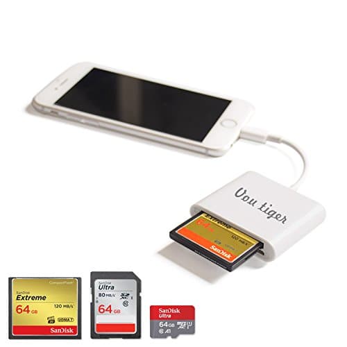 CF Card Reader for iPhnone iPad Mini air SD/TF/CF Card Adapter Trail Game Camera Viewer for iPhone 7 Plus/7/8/X/6s Plus/6s/6 Plus Support iOS 11.3 and Before No App Required Plug and Play