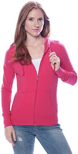 ACTIVE BASIC Women's Basic Zip Up Hoodie, Hot Pink, Small