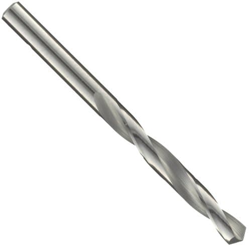 Precision Twist D33F Solid Carbide Short Length Drill Bit, Uncoated (Bright) Finish, Round Shank, Spiral Flute, 118 Degree Point Angle, 3/32"