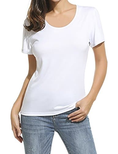 Women's Slim Fit Solid Color Short Sleeve Tee Tops Basic Cotton t-Shirt