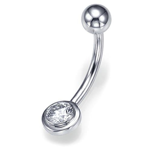0.32 ct J SI2 Diamond Belly Button Piercing Ring Screw Ball 14K Solid White Gold 27439871