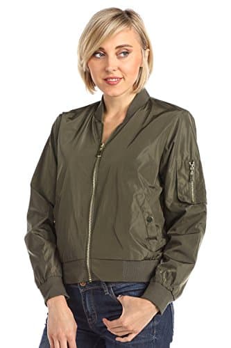 LIGHT WEIGHT BOMBER JACKET (Large, Olive)