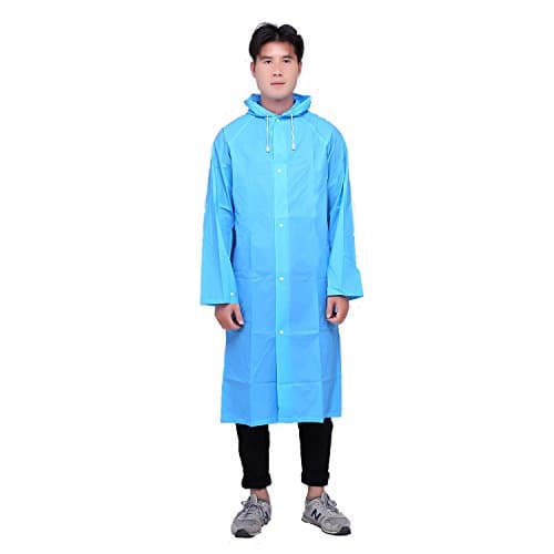 AdventureWorld Ripstop Button-Down Rain Poncho (With Extendable Backpack Section) (Sea Blue)
