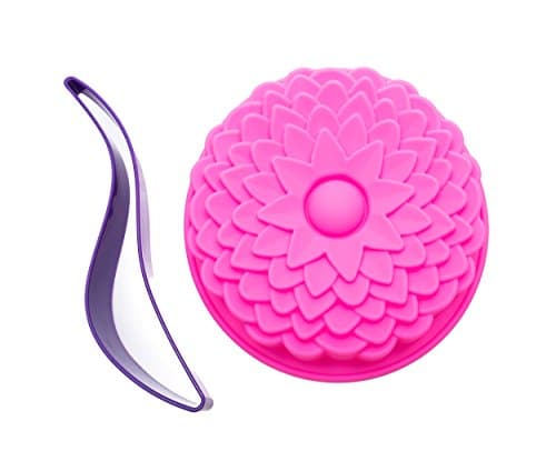 Silicone Mold 9 Inch Flower Shape Plus Cake Cutter and Server Leaf Shape