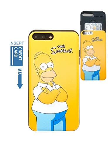 [iPhone 7 Plus Wallet Case/iPhone 8 Plus Wallet Case] KUBRICK Card Holder Slide Cover Simpson Animation Bumper Phone Case Dual Layer Protection UV Printing (Homer Jay Simpsnon)